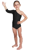 BODY DANZA LYCRA MONOSPALLA MANICA TRE QUARTI NERO BABY